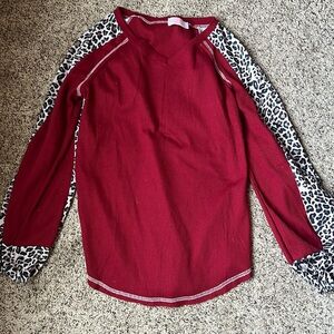 Red and leopard boutique sweater
